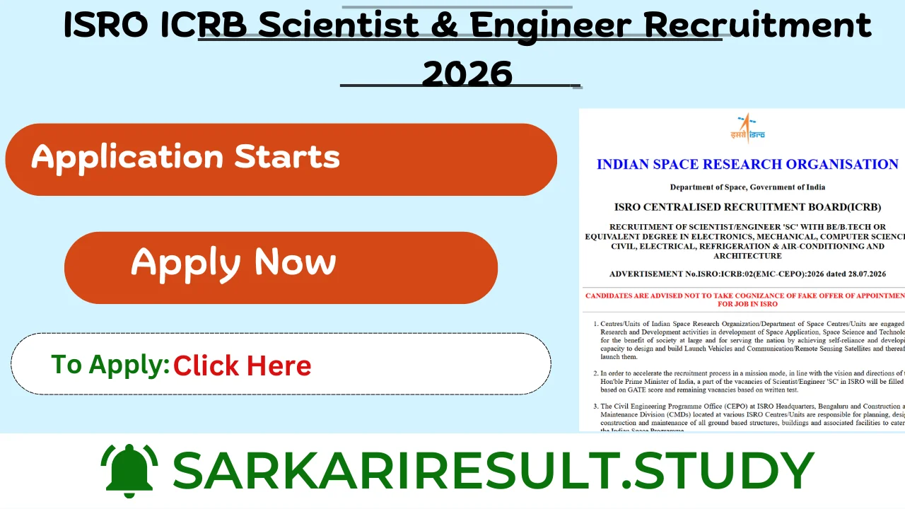 ISRO ICRB Scientist & Engineer Recruitment 2026
