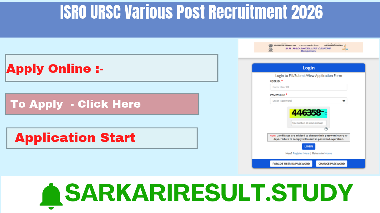 ISRO URSC Various Post Recruitment 2026