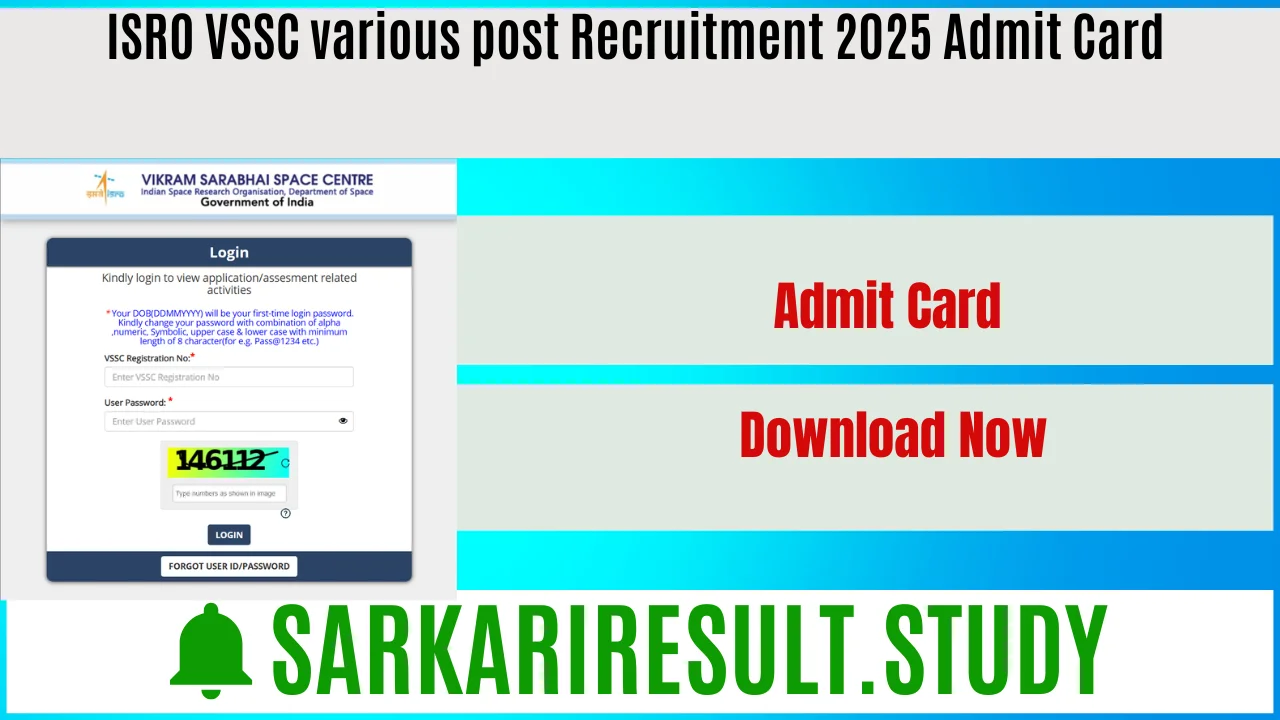 ISRO VSSC various post Recruitment 2025 Admit Card 
