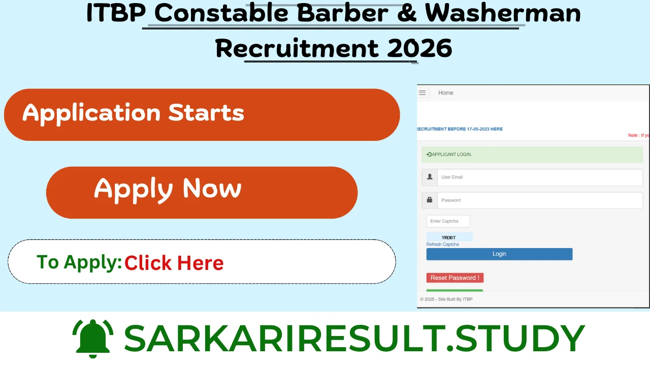 ITBP Constable Barber & Washerman Recruitment 2026