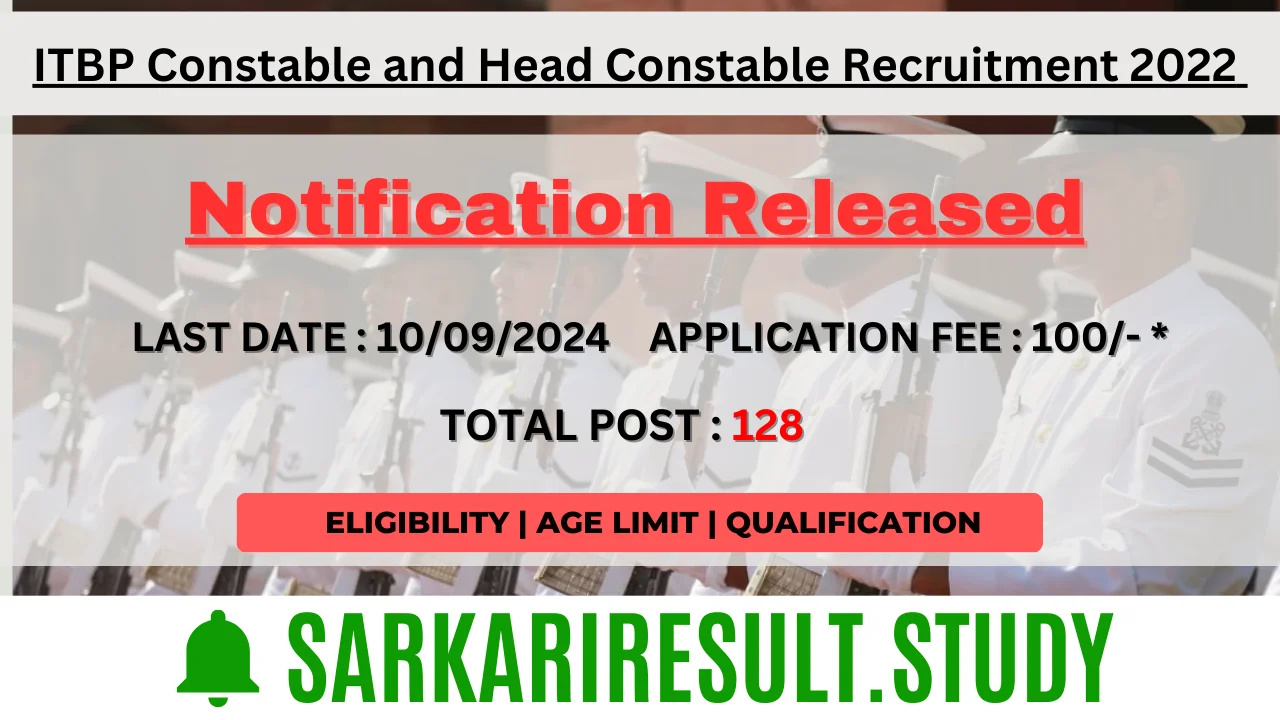 ITBP Constable and Head Constable Recruitment 2022 Online Form