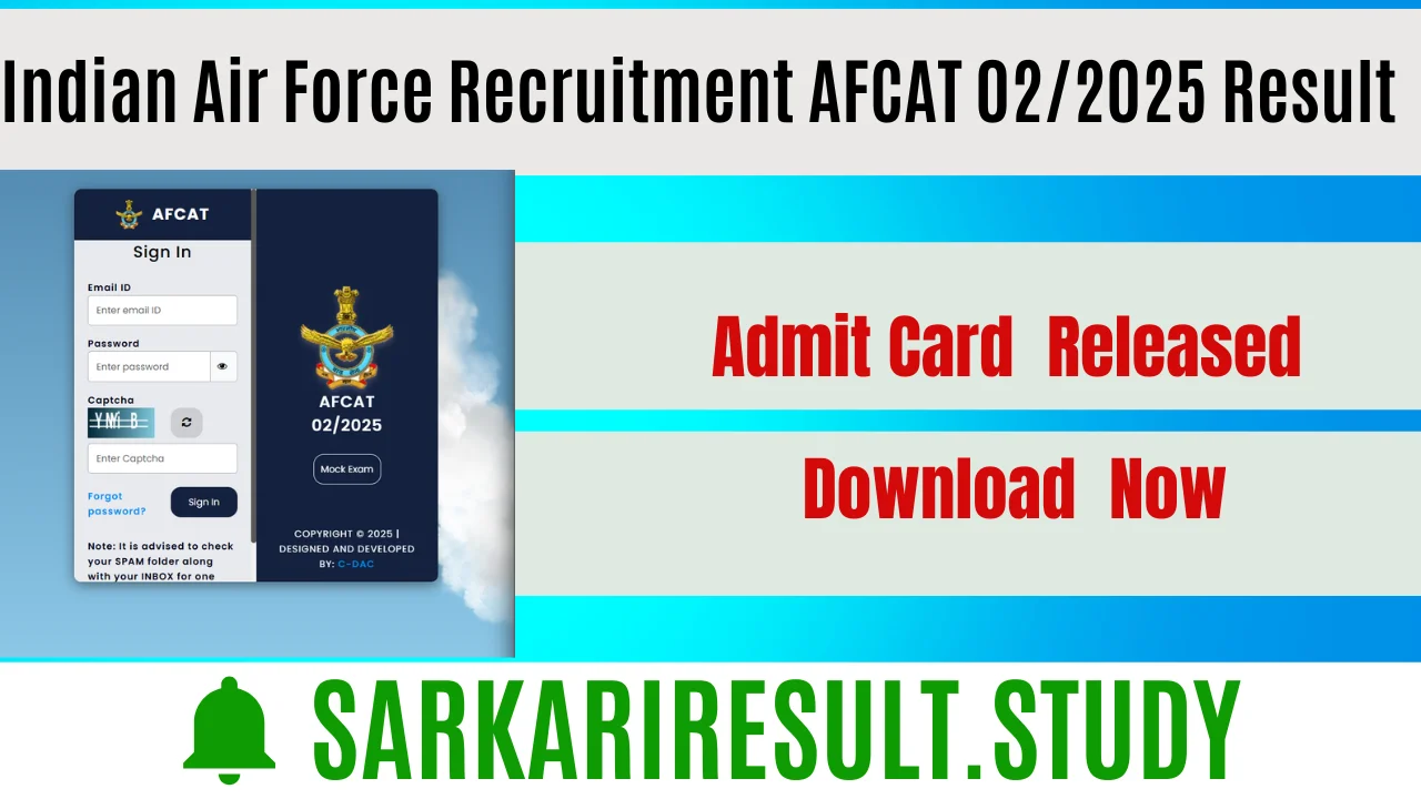 Indian Air Force Recruitment AFCAT 02/2025 Result
