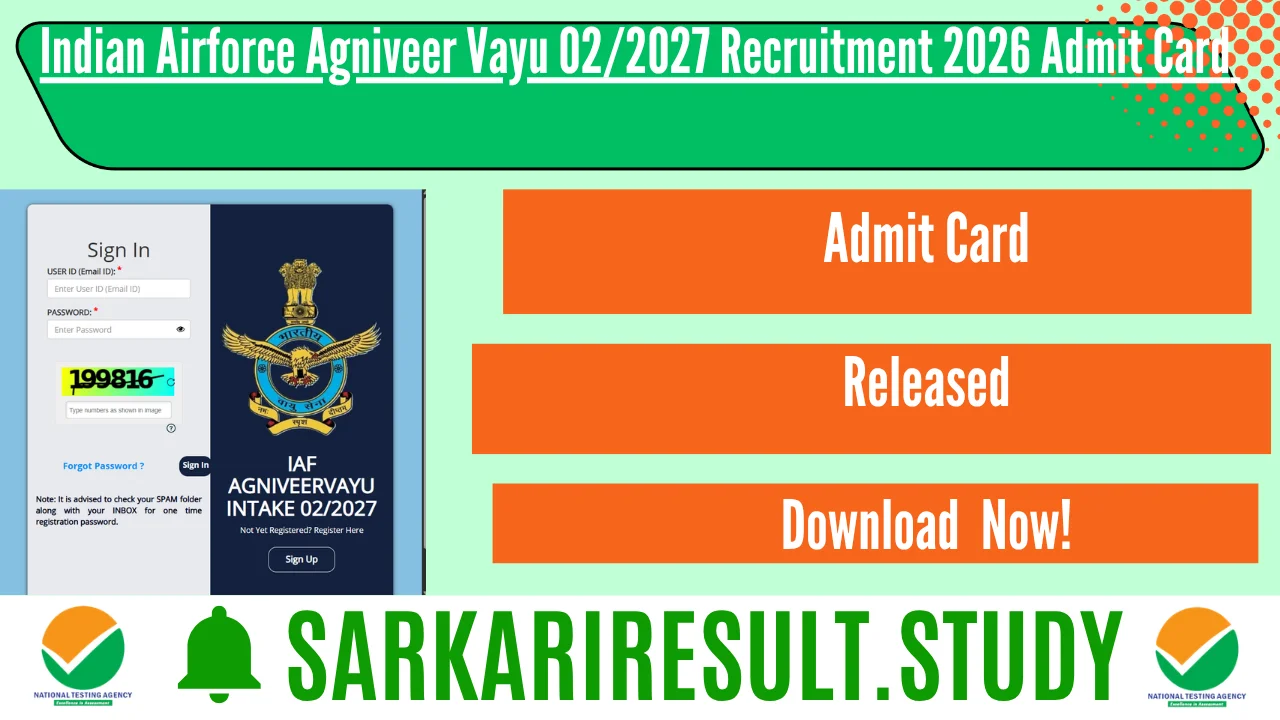 Indian Airforce Agniveer Vayu 02/2027 Recruitment 2026 Admit Card 