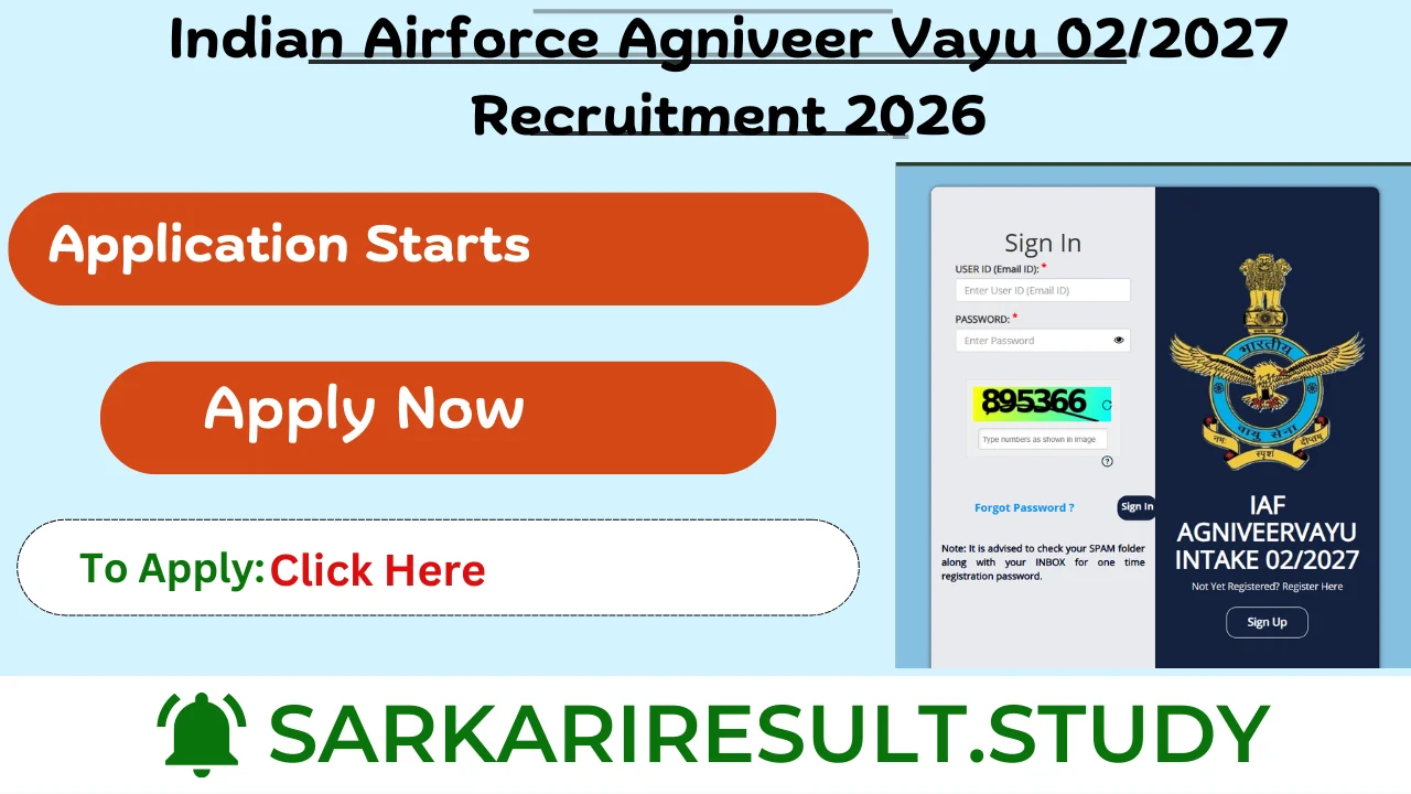 Indian Airforce Agniveer Vayu 02/2027 Recruitment 2026