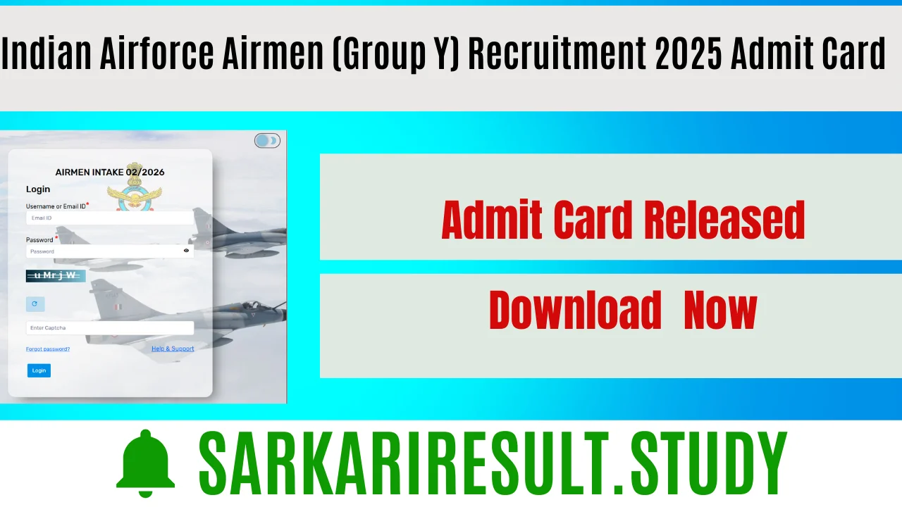 Indian Airforce Airmen (Group Y) Recruitment 2025 Admit Card 