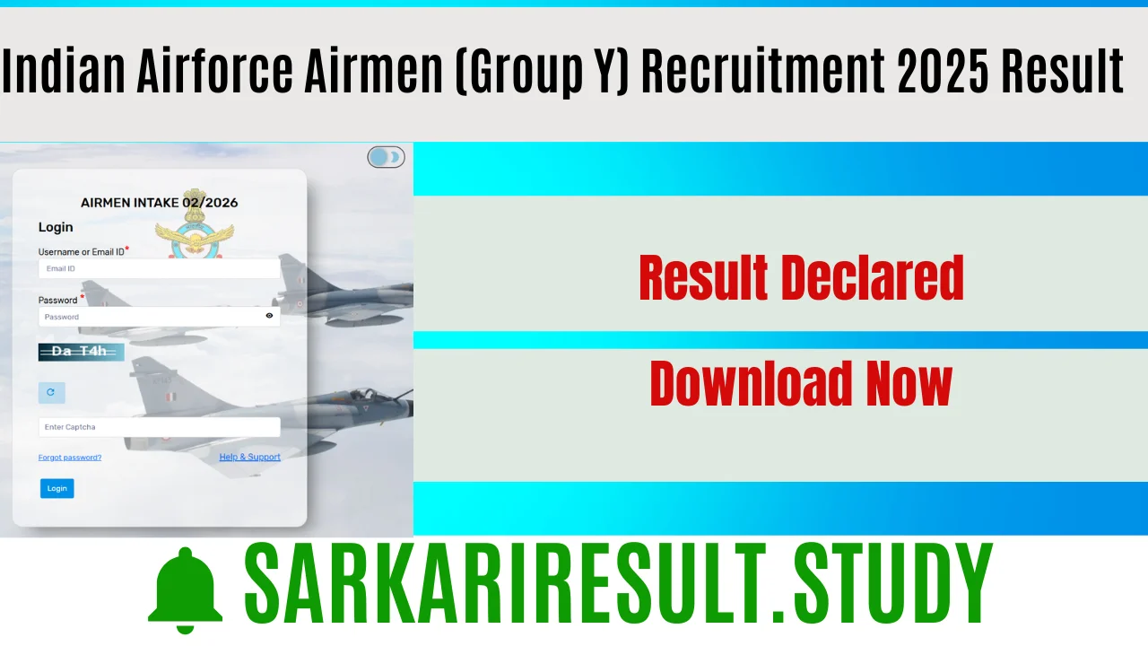 Indian Airforce Airmen (Group Y) Recruitment 2025 Result 