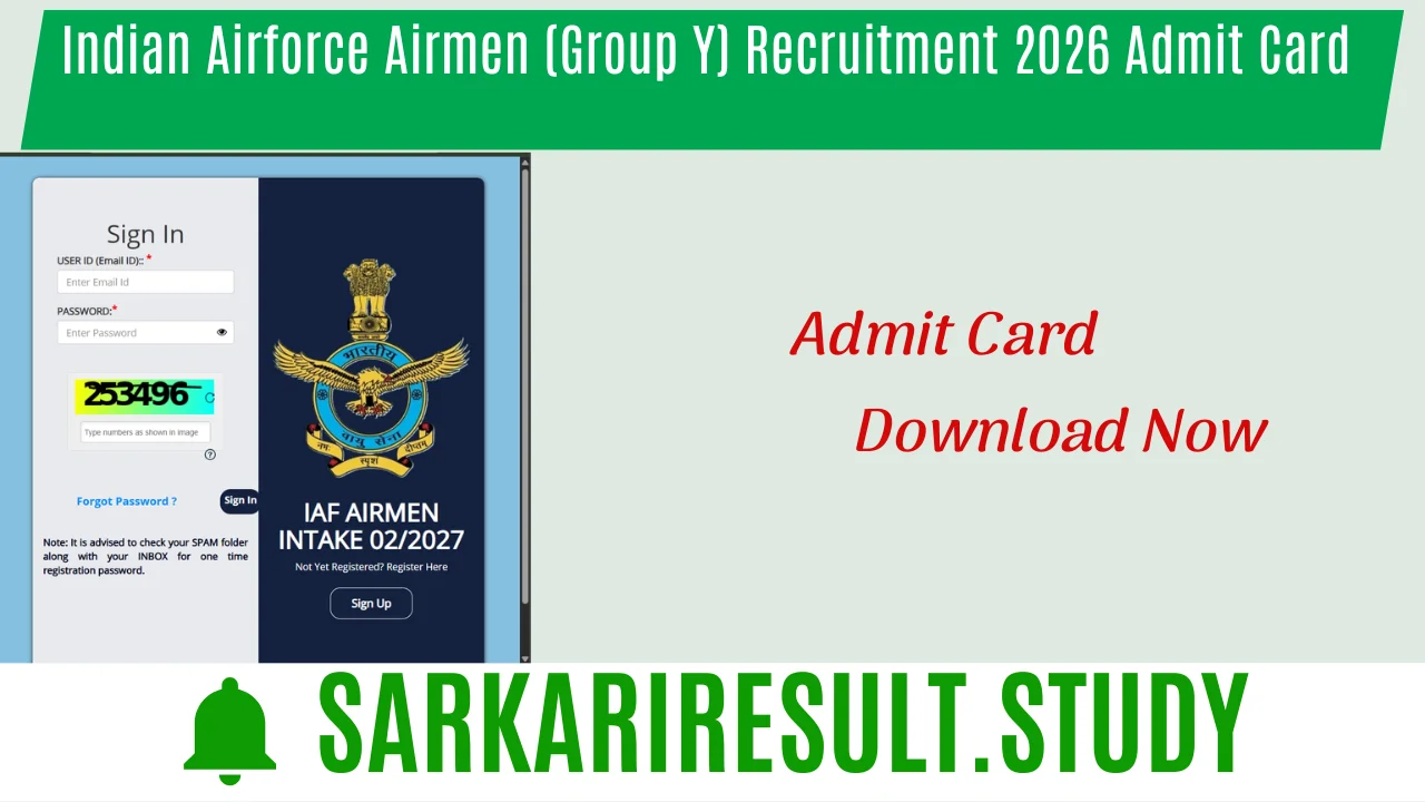 Indian Airforce Airmen (Group Y) Recruitment 2026 Admit Card 