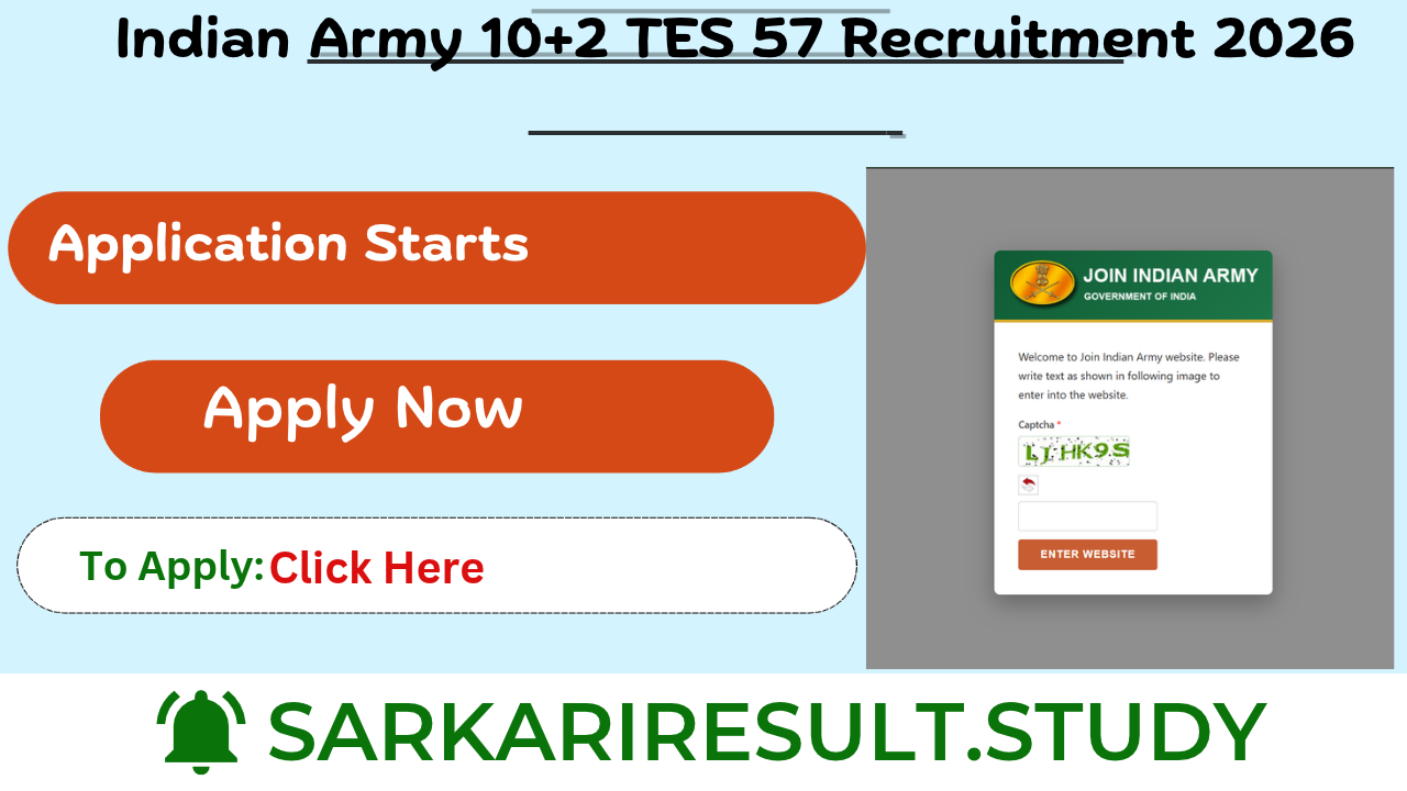  Indian Army 10+2 July 2027 Batch TES 57 Recruitment 2026