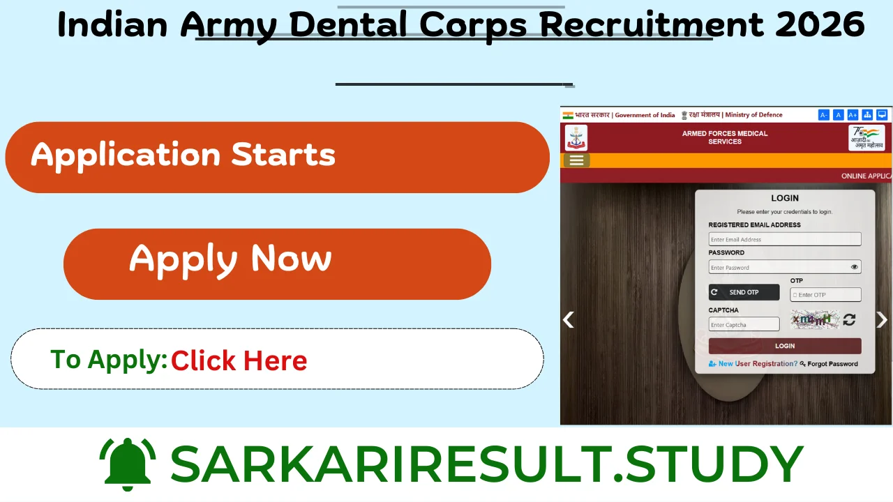 Indian Army Dental Corps Recruitment 2026