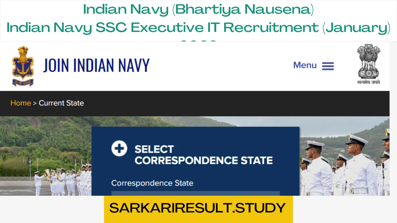 Indian Navy SSC Executive IT Recruitment (January) 2026