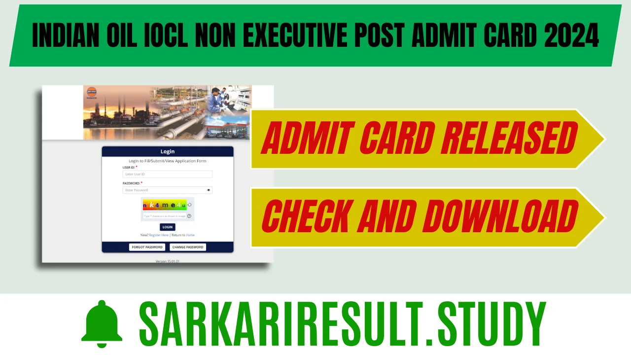 Indian Oil IOCL Non Executive Post Admit Card 2024