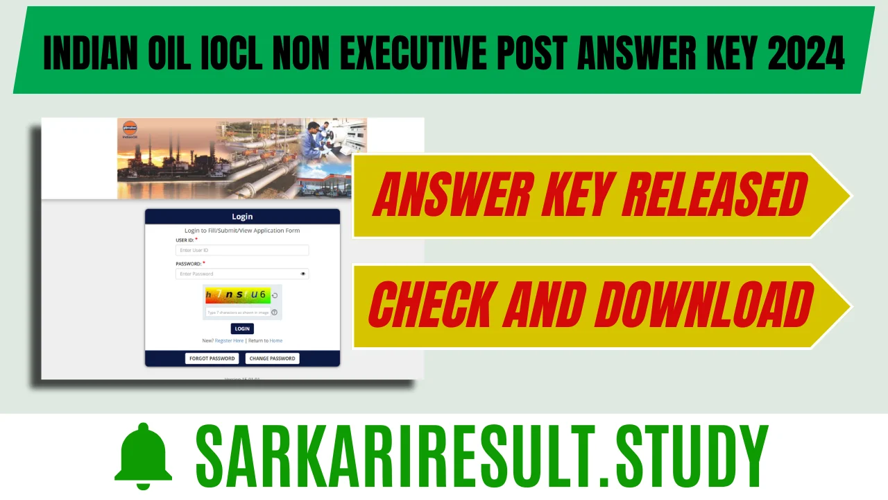 Indian Oil IOCL Non Executive Post Answer Key 2024