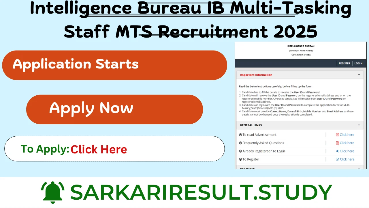 Intelligence Bureau IB Multi-Tasking Staff MTS Recruitment 2025