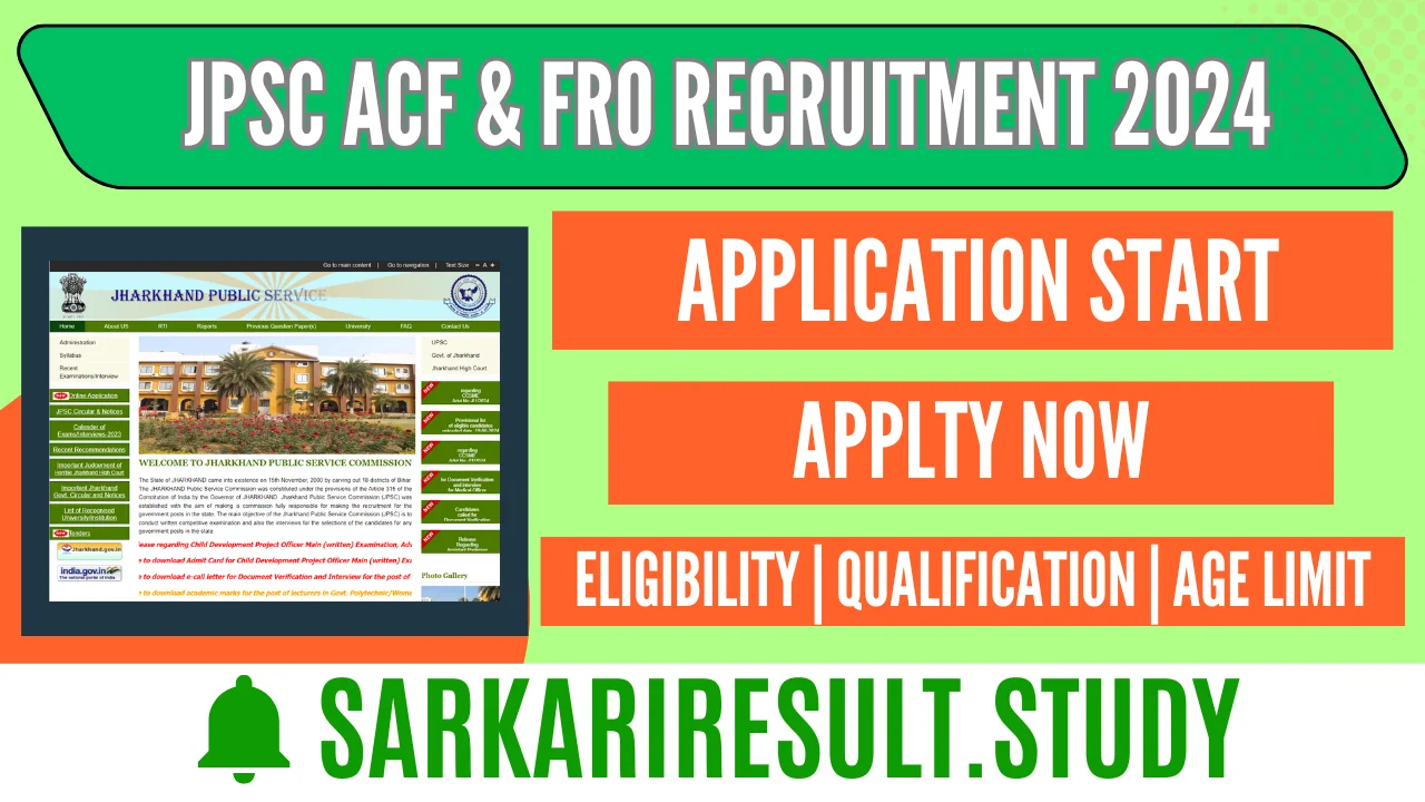 JPSC ACF & FRO Recruitment 2024