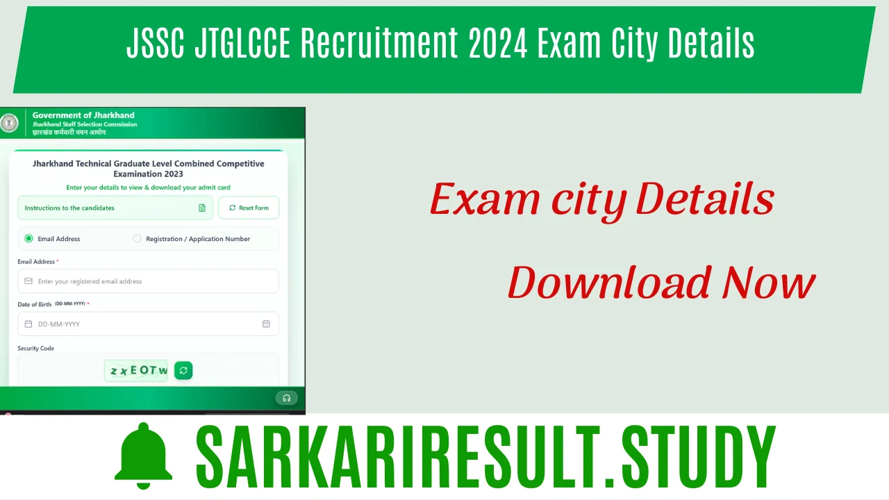 JSSC JTGLCCE Recruitment 2024 Exam City Details 