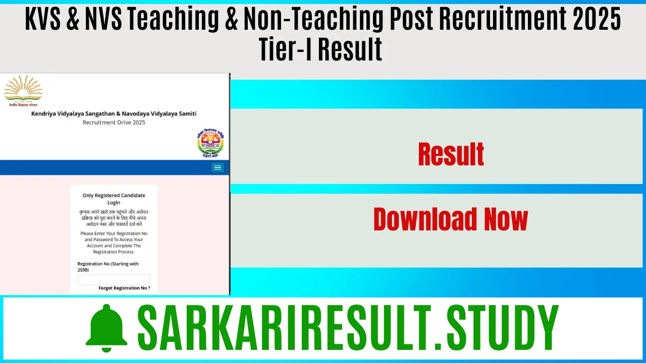  KVS & NVS Teaching & Non-Teaching Post Recruitment 2025 Tier-I Result 