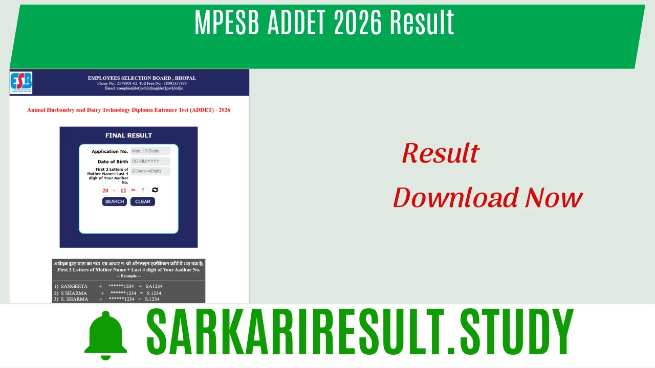 MPESB ADDET 2026 Result 