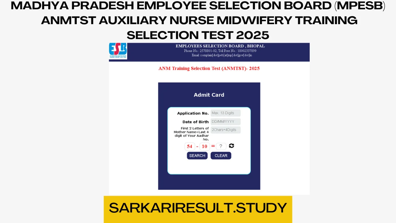 MPESB ANMTST Admit Card 2025