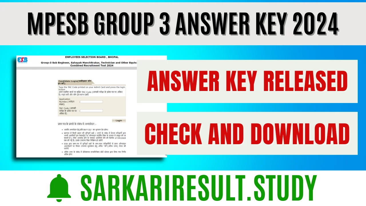 MPESB Group 3 Answer Key 2024