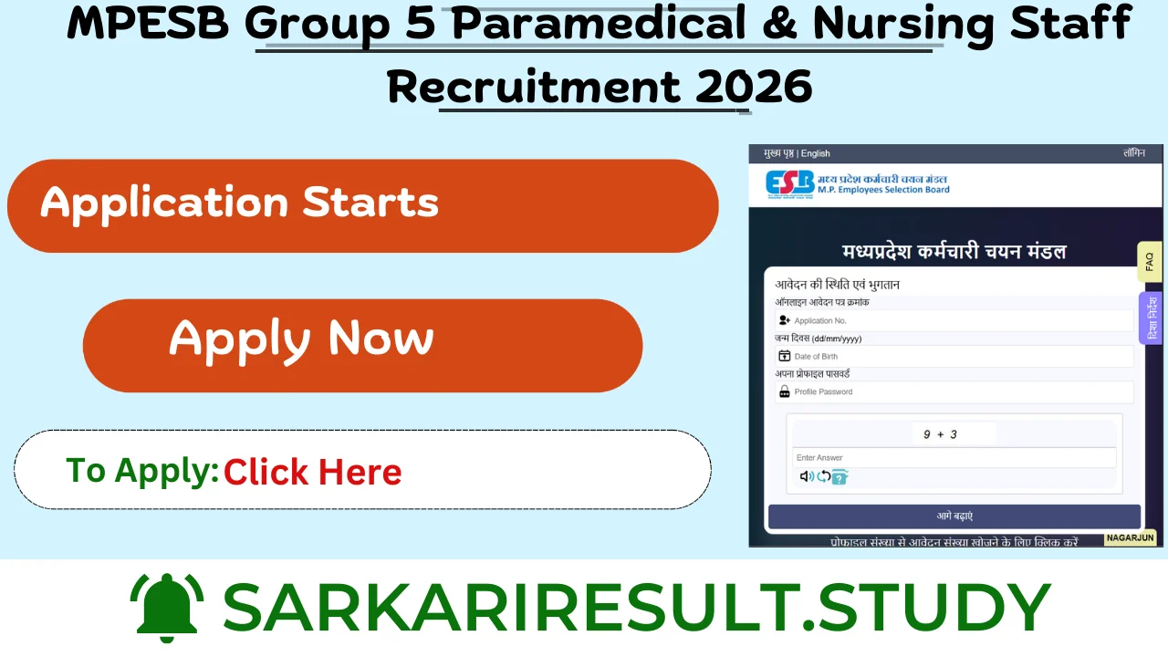 MPESB Group 5 Paramedical & Nursing Staff Recruitment 2026