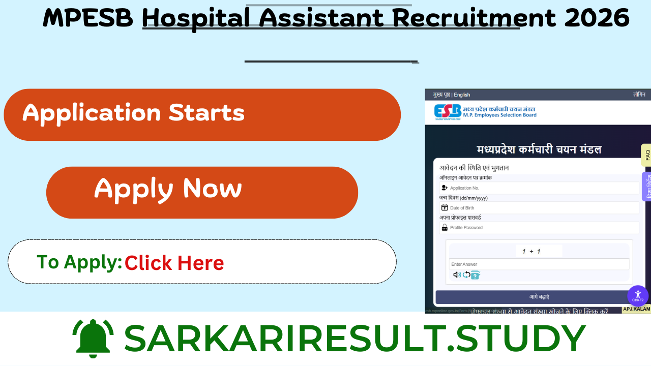 MPESB Hospital Assistant Recruitment 2026