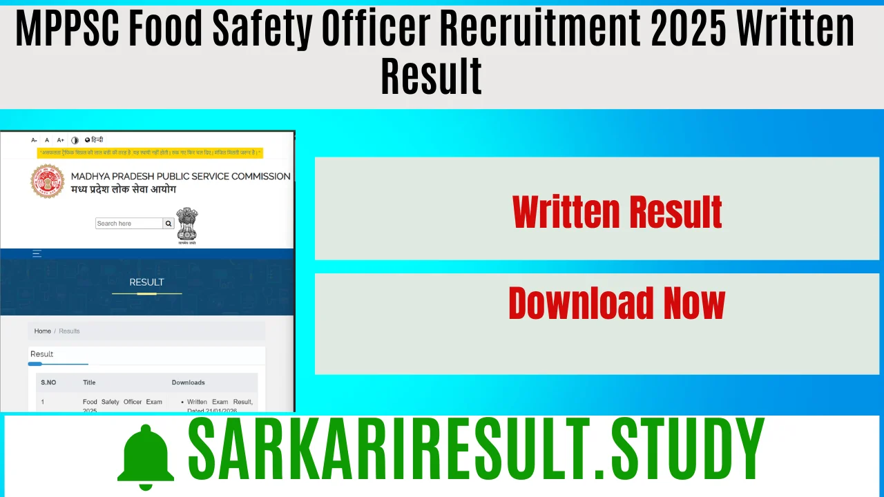 MPPSC FSO  Recruitment 2025 Written Result