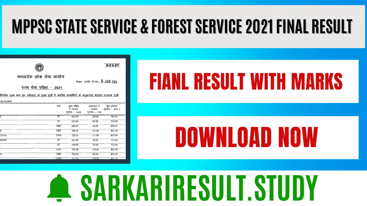 MPPSC State Service & Forest Service 2021 Final Result