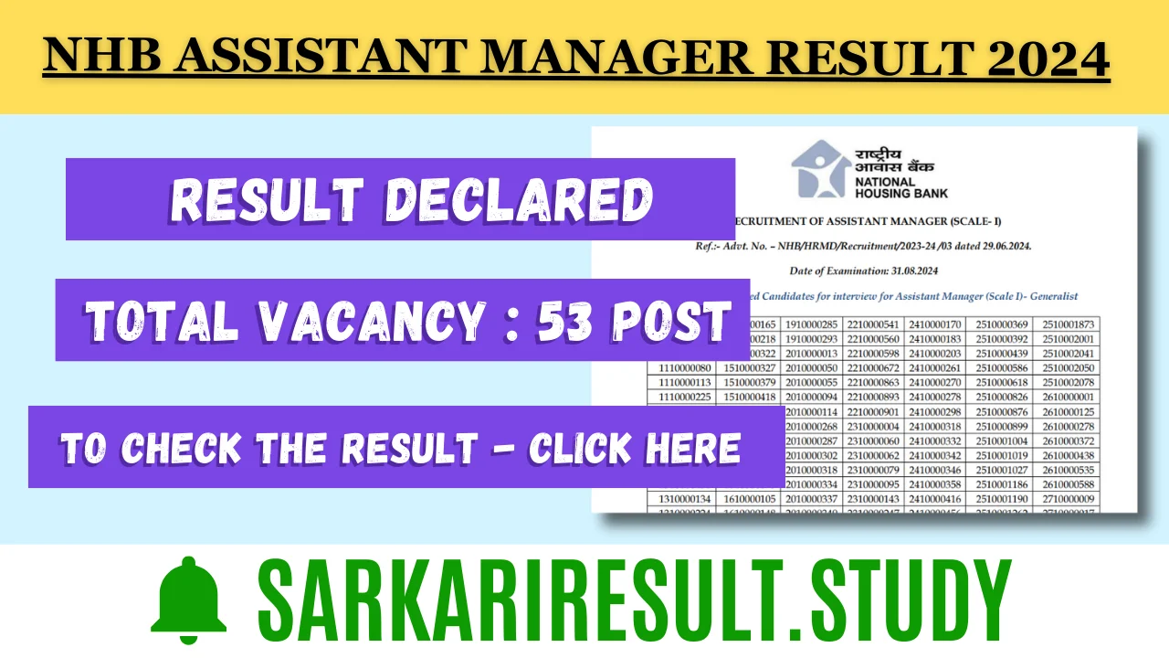 NHB Assistant Manager Result 2024