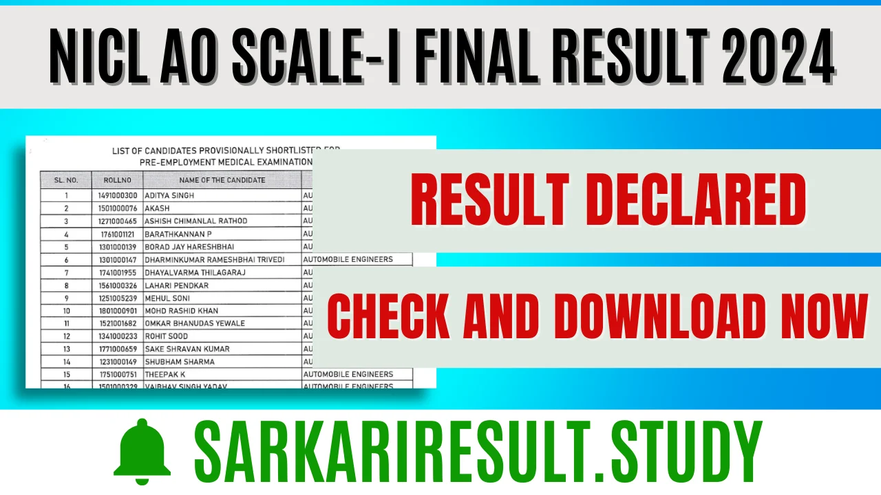 NICL AO Scale-I Final Result 2024