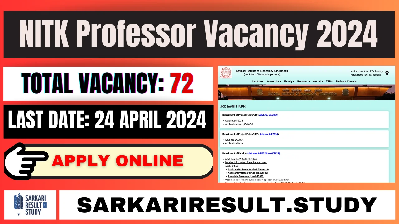 NIT Kurukshetra Professor Vacancy 2024