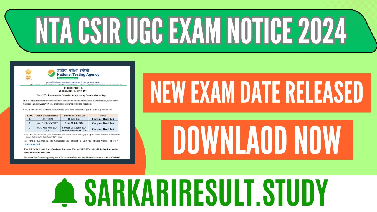 NTA CSIR UGC Exam Notice 2024