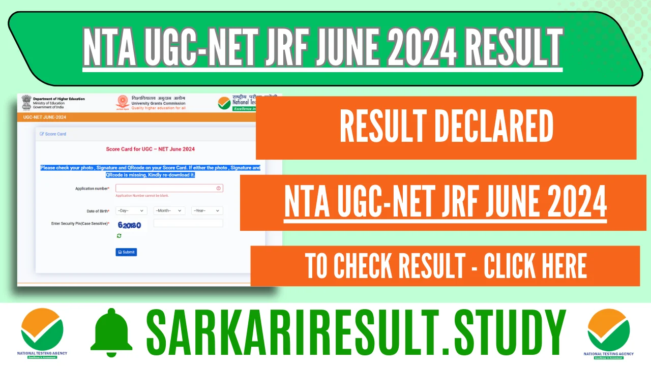 NTA UGC-NET JRF June 2024 Result