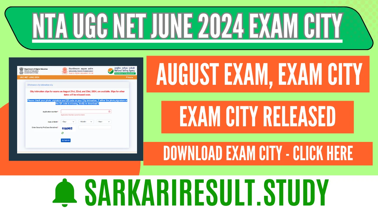 NTA UGC NET June 2024 Exam City