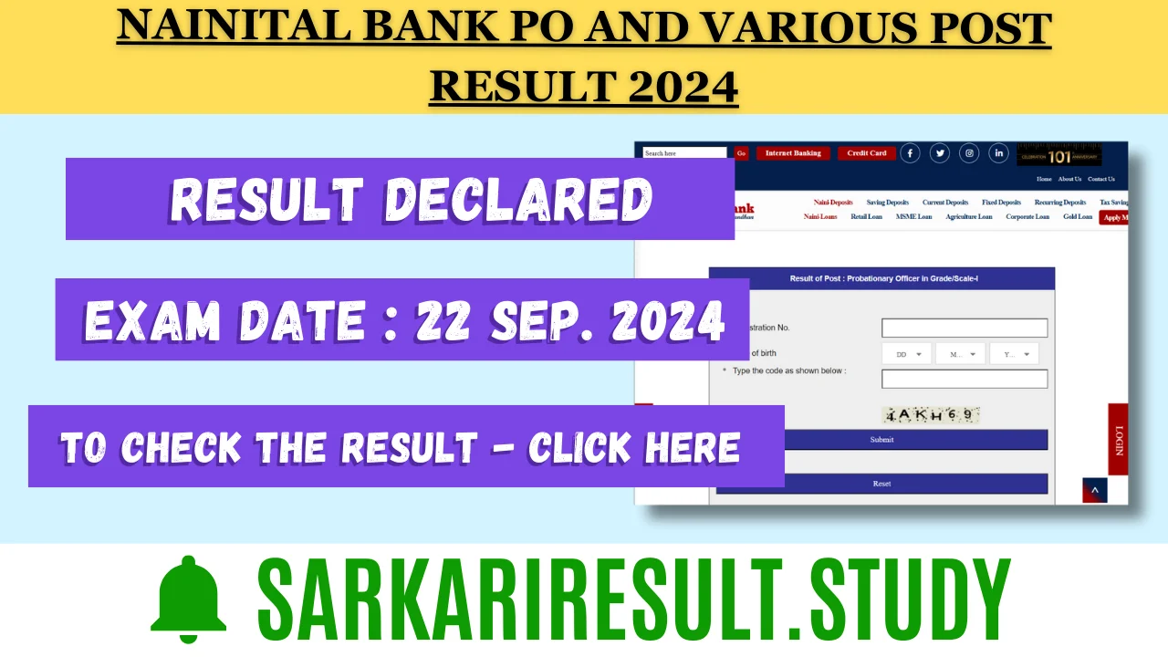 Nainital Bank PO and various post Result 2024