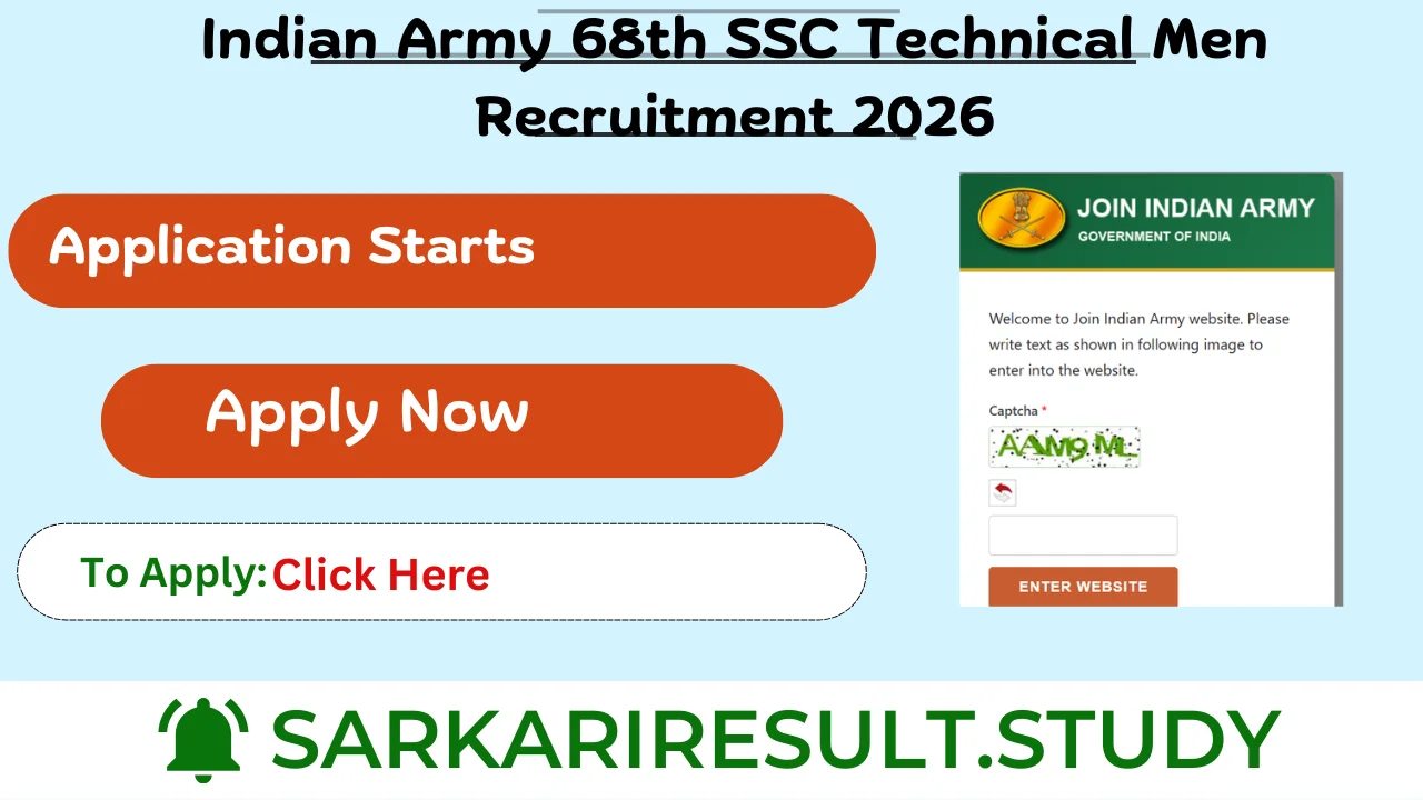 Indian Army 68th SSC Men Recruitment 2026