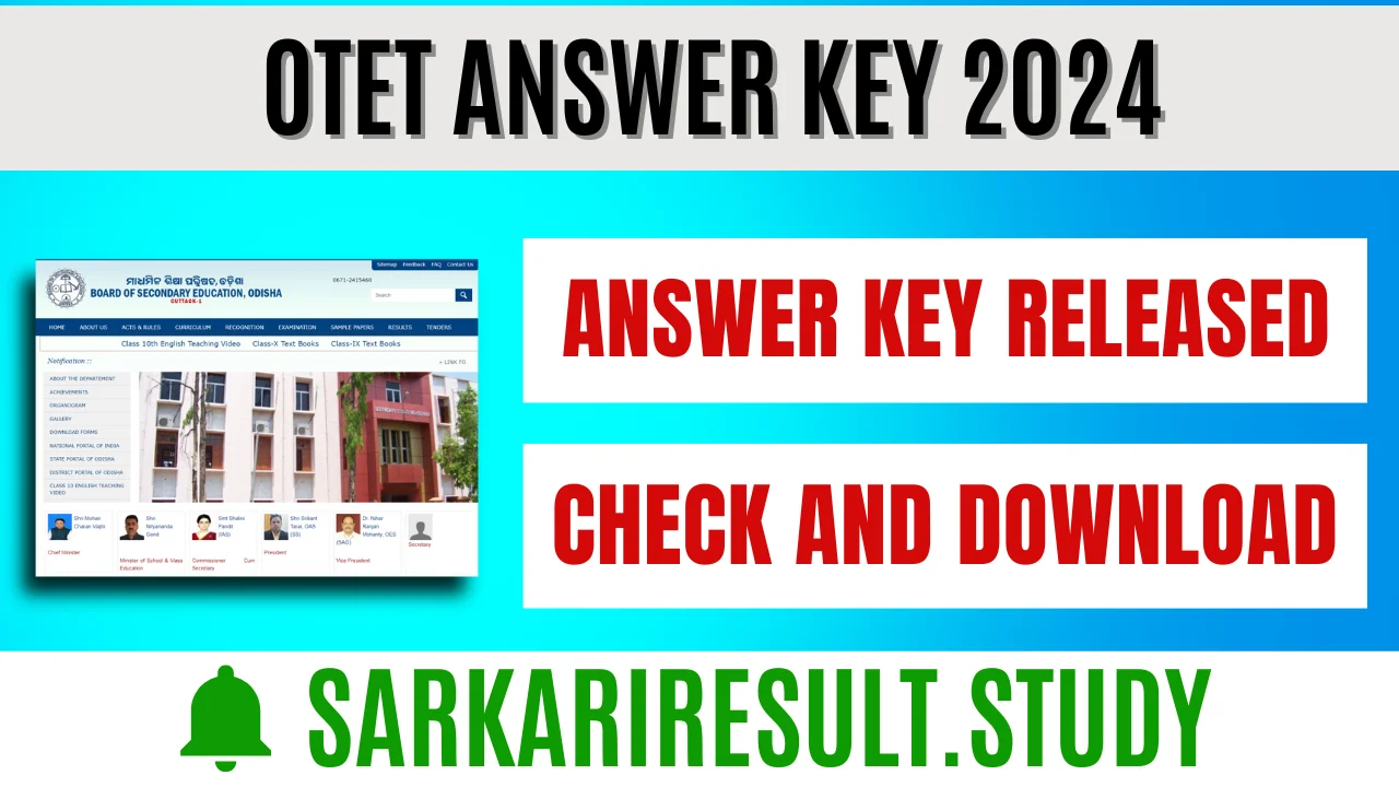 OTET Answer Key 2024