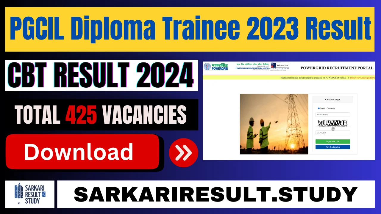 PGCIL Diploma Trainee CBT Result 2024