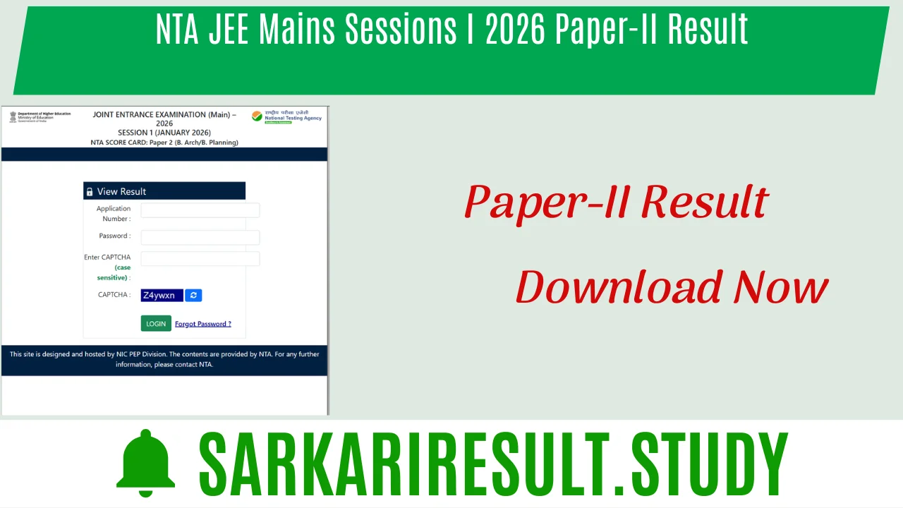 NTA JEE Mains Sessions I 2026 Paper-II Result