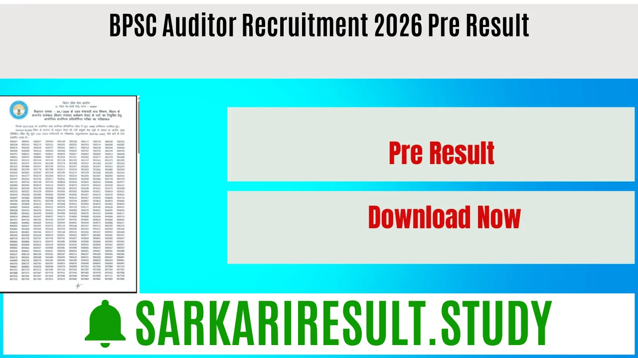 BPSC Auditor Recruitment 2026 Pre Result