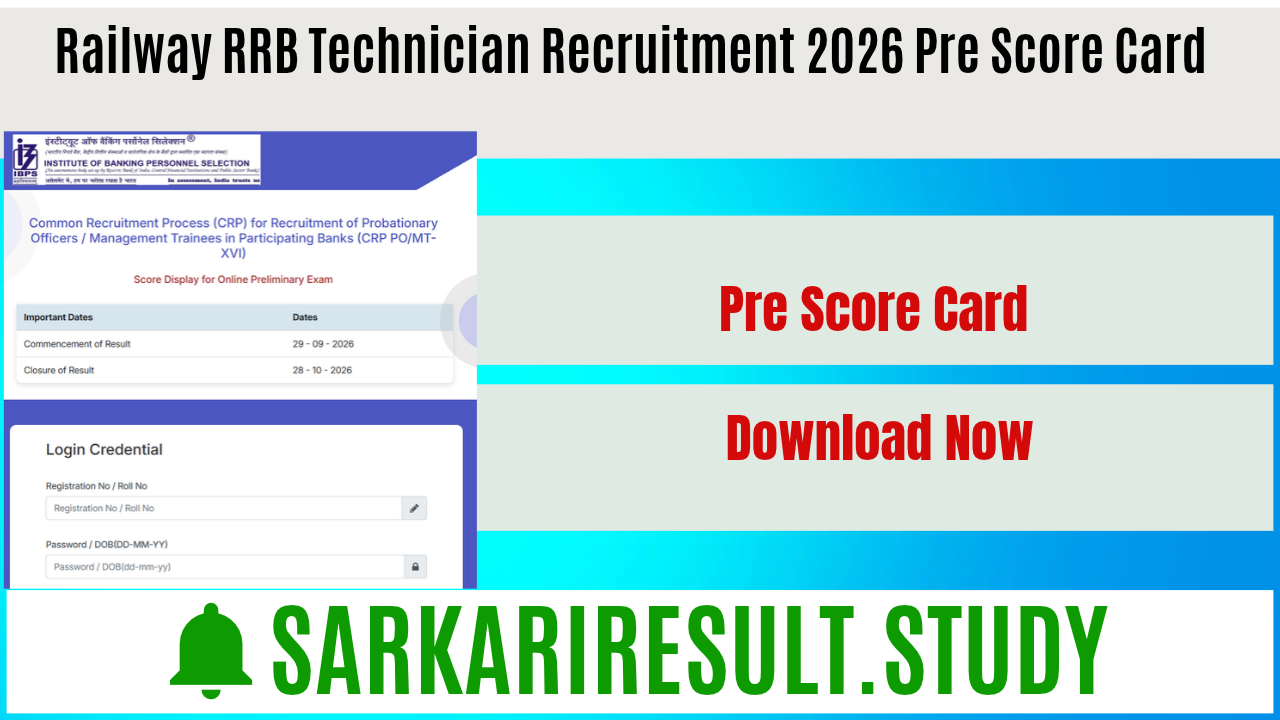  IBPS PO & Management Trainee XVI Recruitment 2026 Pre Score Card 