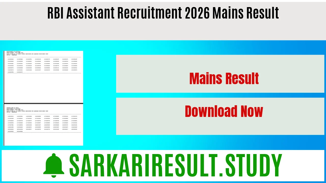 RBI Assistant Recruitment 2026 Mains Result