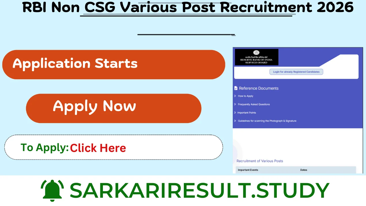 RBI Non CSG Various Post Recruitment 2026