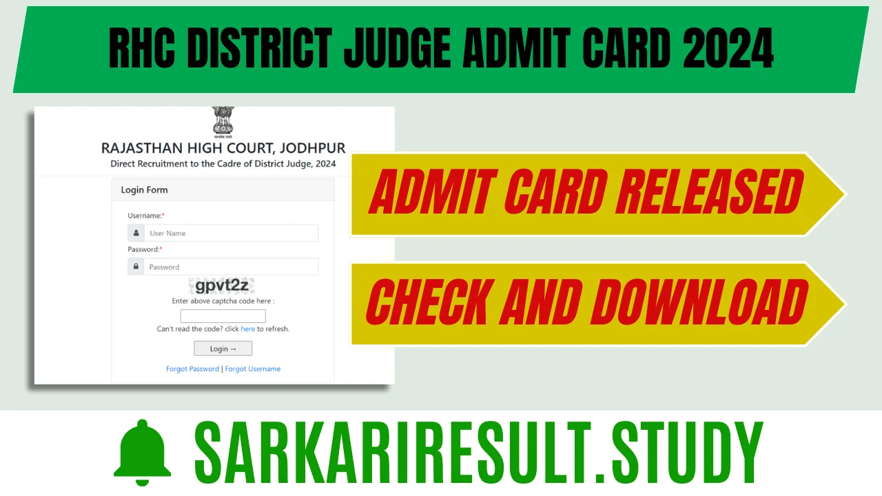 RHC District Judge Admit Card 2024