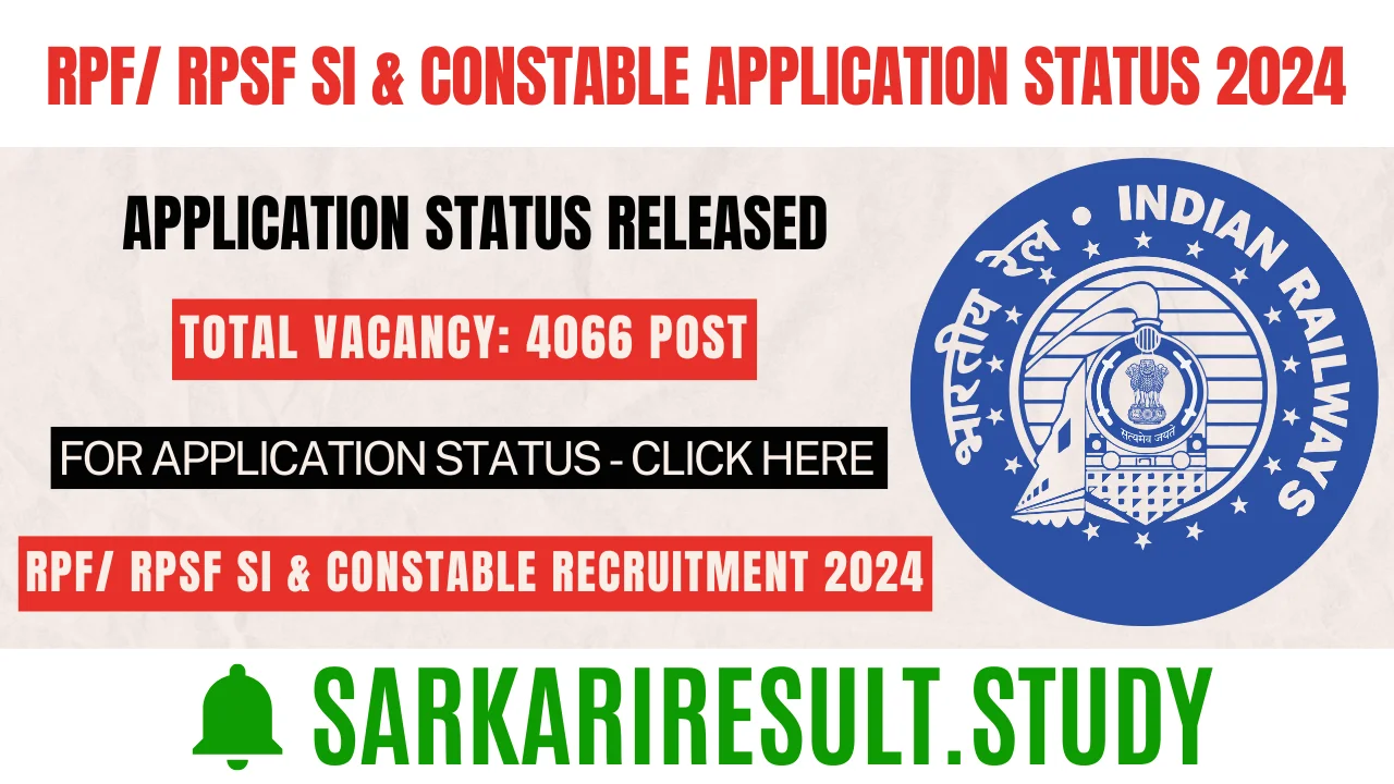 RPF/ RPSF SI & Constable Application Status 2024