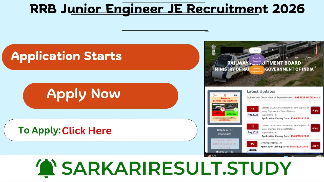 RRB Junior Engineer Recruitment 2026