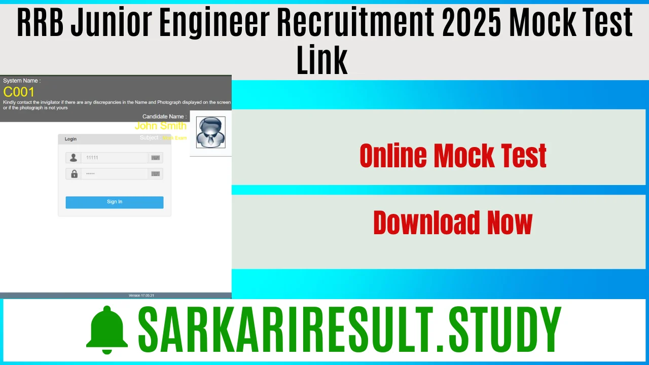 RRB Junior Engineer Recruitment 2025 Mock Test Link 