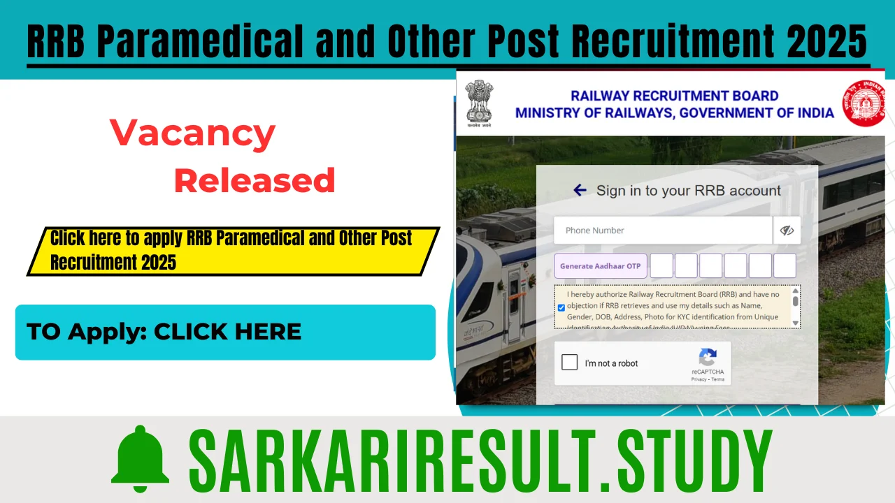 RRB Paramedical and Other Post Recruitment 2025
