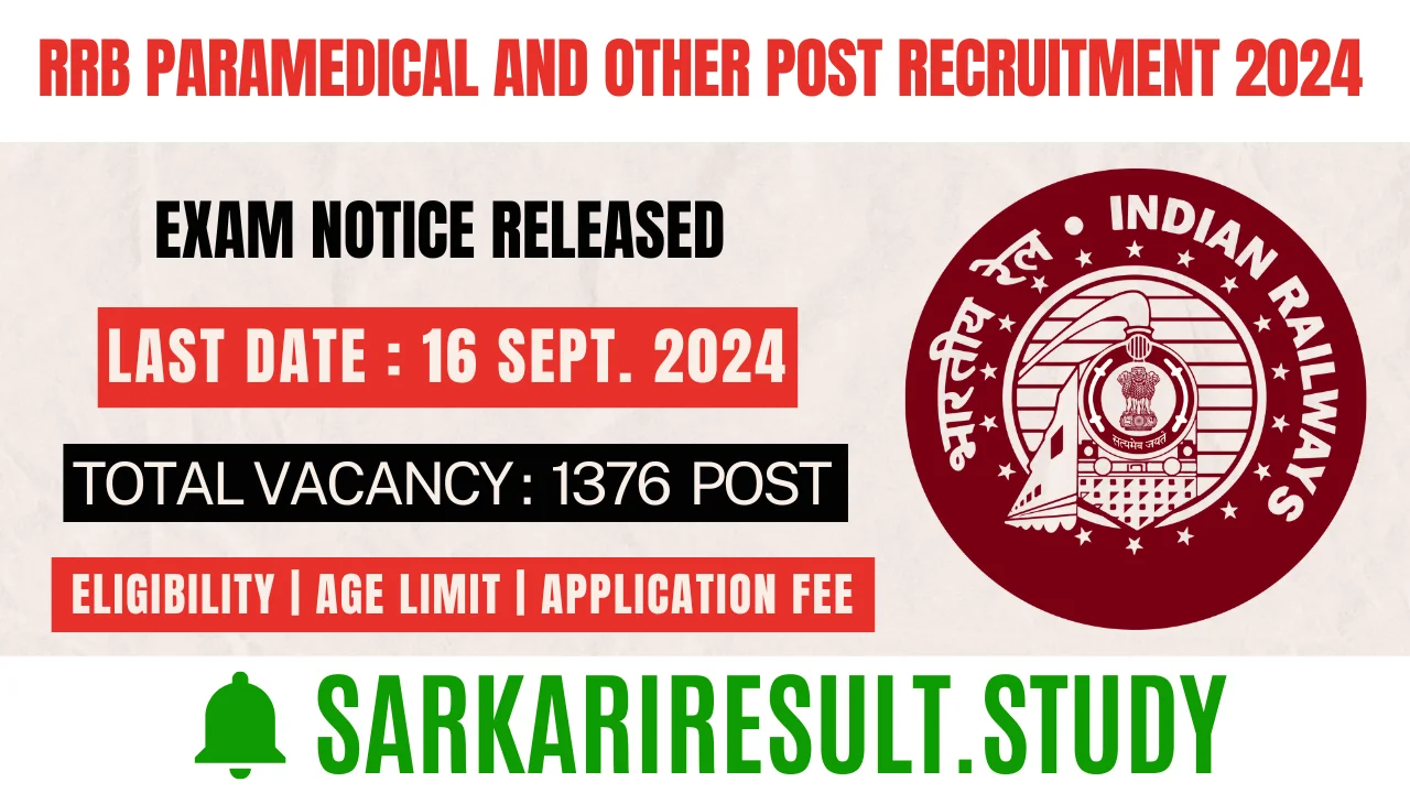 RRB Paramedical and other Post Recruitment 2024