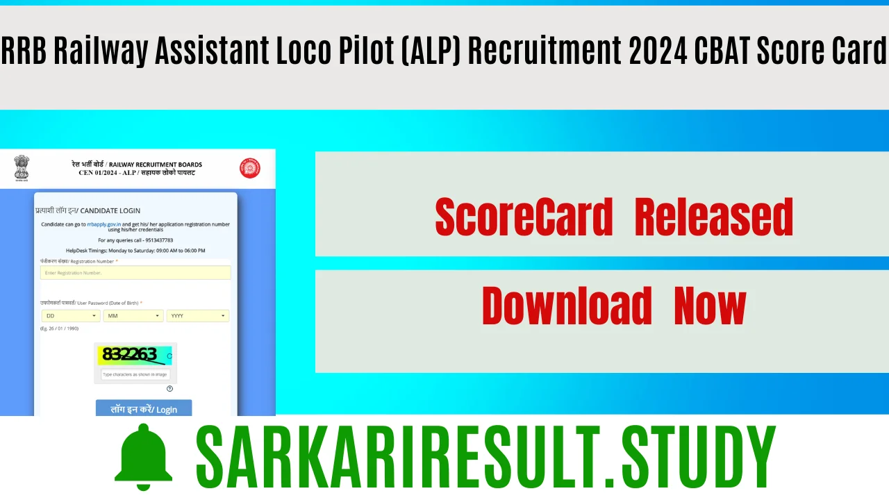 RRB Railway Assistant Loco Pilot (ALP) Recruitment 2024 CBAT Score Card