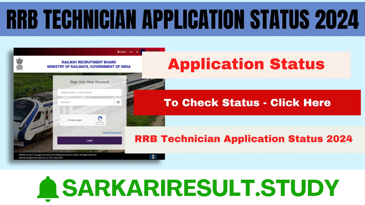 RRB Technician Application Status 2024 